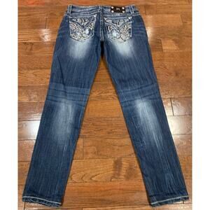 Miss Me Easy Skinny Jeans 27 Y2K Bling Pocket Mid Rise
